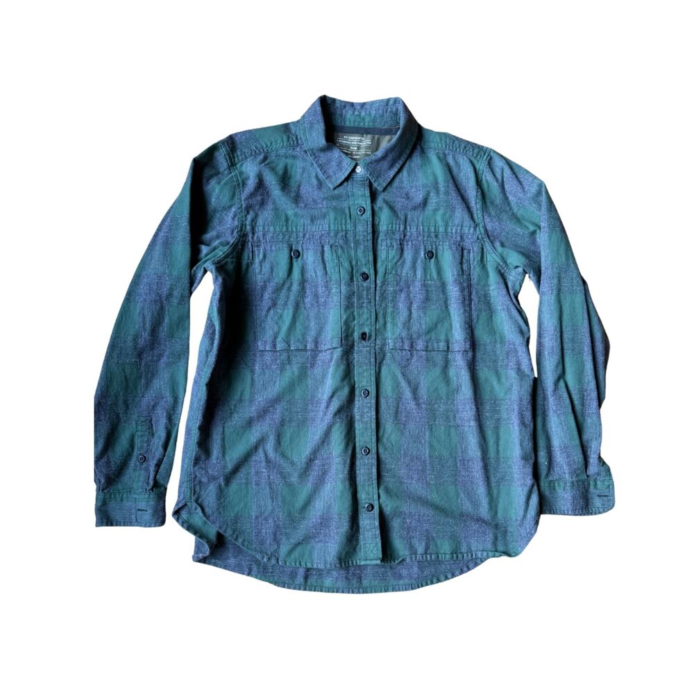 REI Co-op Women's Gray Green Wallace Lake Flannel Button Down Shirt Size XL